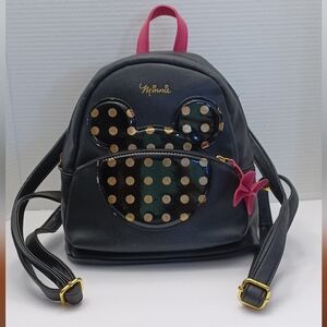 Disney Minnie Mouse Black and Gold Polka Dot Mini Backpack By Dani